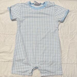 Blue Gingham Boys Romper
